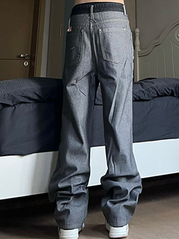 Men's Casual Splice Distressed Loose Jeans-1