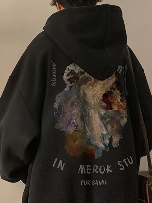 Men's Vintage Graphic Fleece Lined Pullover Hoodie-1