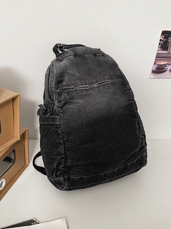 Gradient Vintage Wash Denim Backpack-4