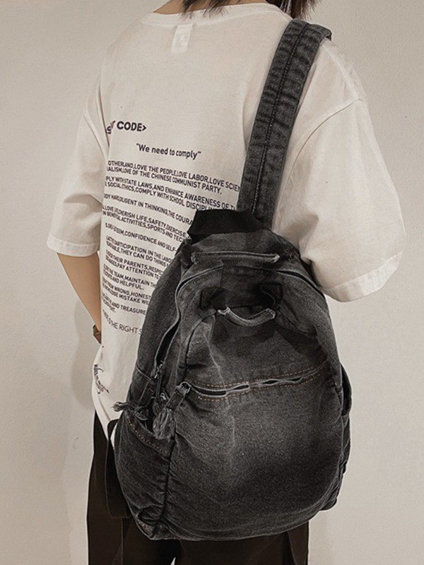 Gradient Vintage Wash Denim Backpack-3