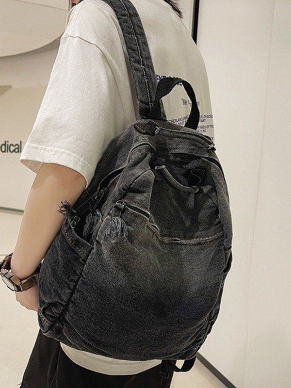 Gradient Vintage Wash Denim Backpack-1
