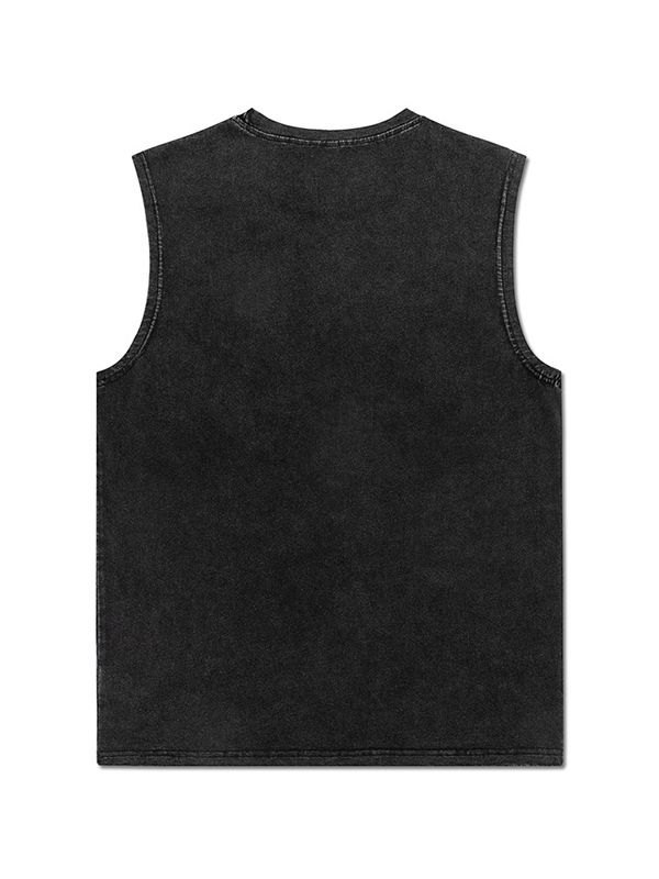 Men's Wash Flame Letter Graphic Vest-3